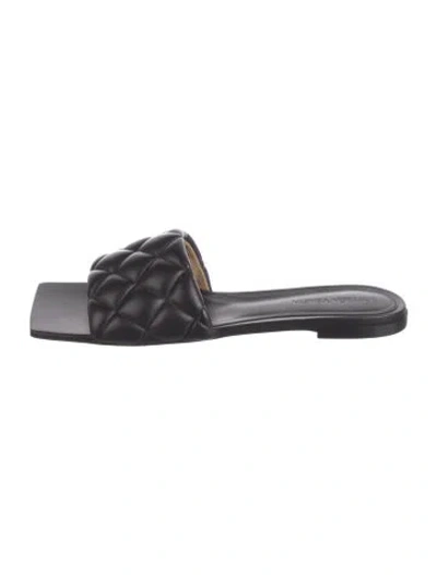 Pre-owned Bottega Veneta Leather Slides In Black
