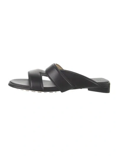 Pre-owned Bottega Veneta Leather Slides In Black