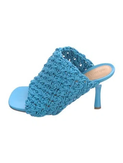 Pre-owned Bottega Veneta Leather Slides In Blue