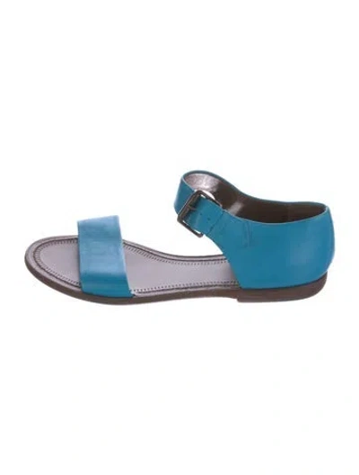 Pre-owned Bottega Veneta Leather Slides In Blue