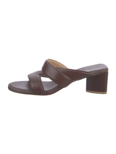 Pre-owned Bottega Veneta Leather Slides In Brown