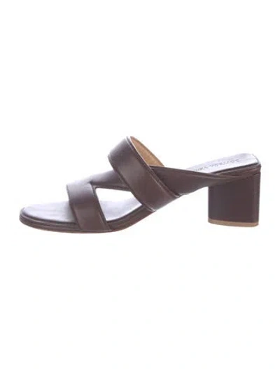 Pre-owned Bottega Veneta Leather Slides In Brown