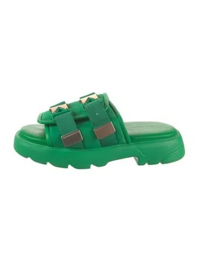 Pre-owned Bottega Veneta Leather Slides In Green