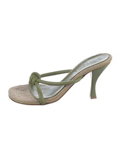 Pre-owned Bottega Veneta Leather Slides In Green