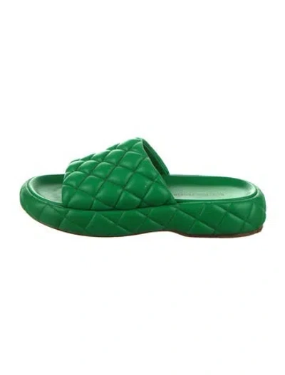Pre-owned Bottega Veneta Leather Slides In Green