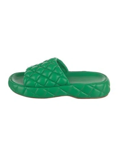 Pre-owned Bottega Veneta Leather Slides In Green