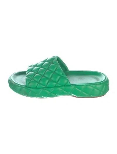 Pre-owned Bottega Veneta Leather Slides In Green