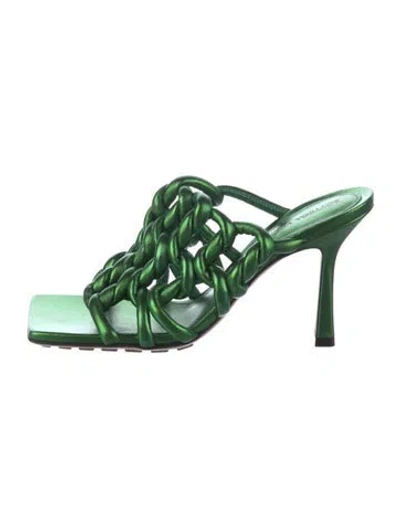 Pre-owned Bottega Veneta Leather Slides In Green