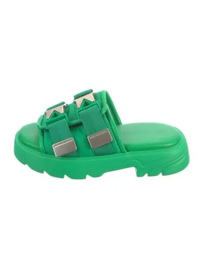 Pre-owned Bottega Veneta Leather Slides In Green