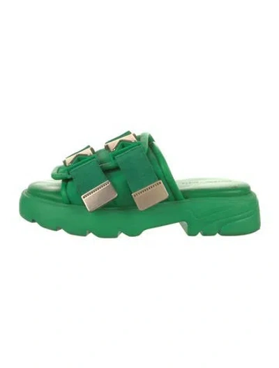 Pre-owned Bottega Veneta Leather Slides In Green