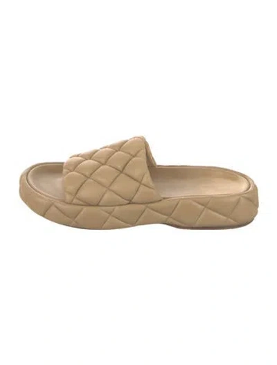 Pre-owned Bottega Veneta Leather Slides In Neutral