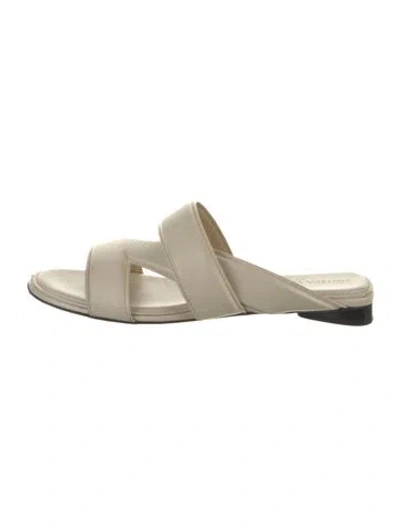Pre-owned Bottega Veneta Leather Slides In Neutrals/white