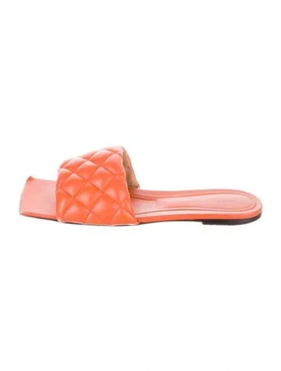 Pre-owned Bottega Veneta Leather Slides In Orange