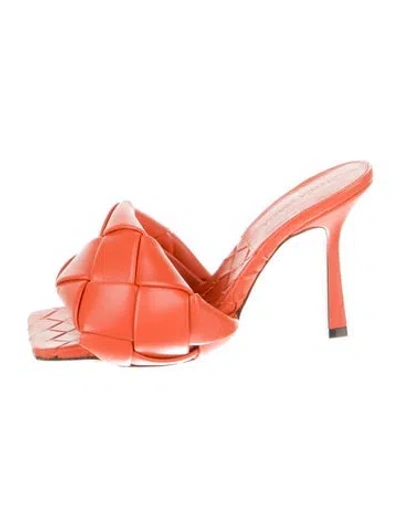 Pre-owned Bottega Veneta Leather Slides In Orange