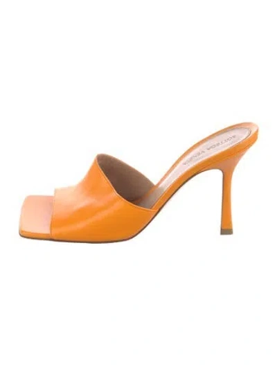 Pre-owned Bottega Veneta Leather Slides In Orange