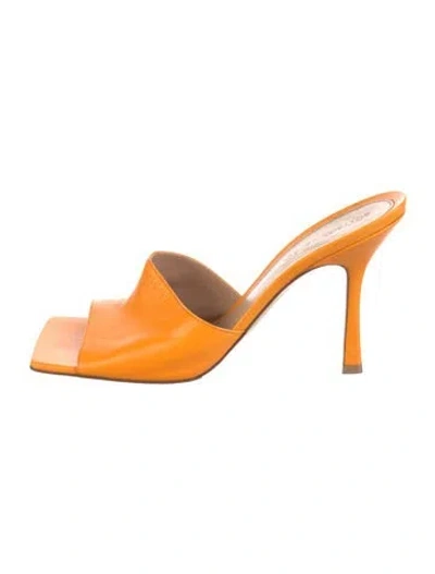 Pre-owned Bottega Veneta Leather Slides In Orange