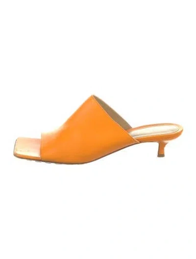 Pre-owned Bottega Veneta Leather Slides In Orange