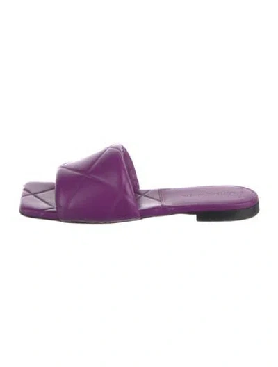 Pre-owned Bottega Veneta Leather Slides In Purple