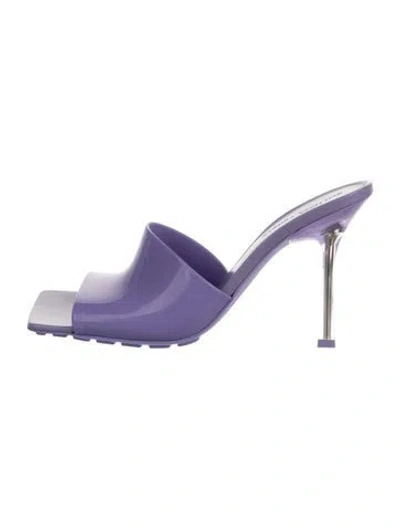 Pre-owned Bottega Veneta Leather Slides In Purple