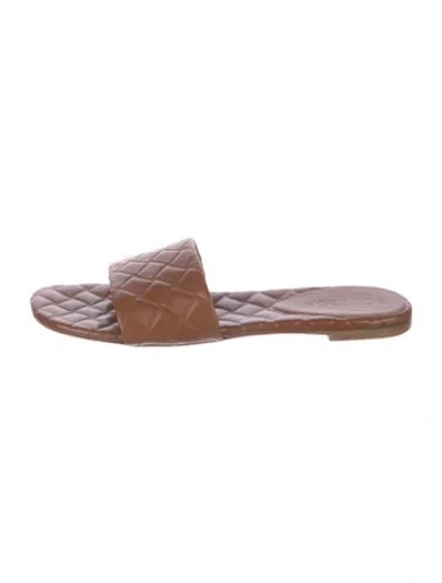 Pre-owned Bottega Veneta Leather Slides In Purple