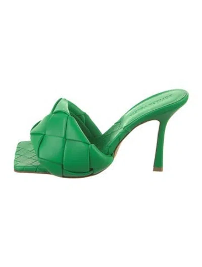 Pre-owned Bottega Veneta Leather Slides W/ Tags In Green