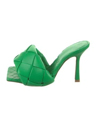 Pre-owned Bottega Veneta Leather Slides W/ Tags In Green