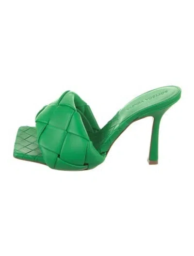 Pre-owned Bottega Veneta Leather Slides W/ Tags In Green