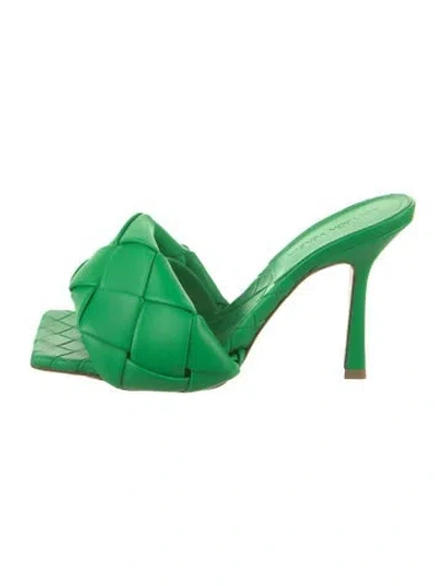 Pre-owned Bottega Veneta Leather Slides W/ Tags In Green