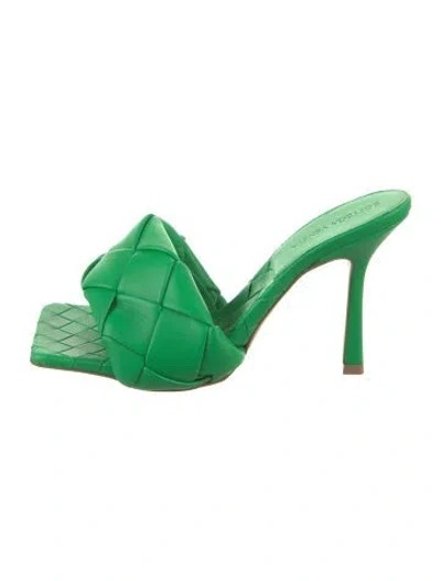 Pre-owned Bottega Veneta Leather Slides W/ Tags In Green