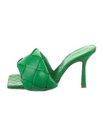 Pre-owned Bottega Veneta Leather Slides W/ Tags In Green