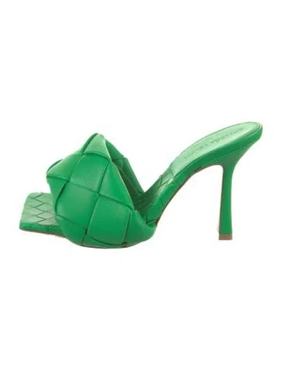 Pre-owned Bottega Veneta Leather Slides W/ Tags In Green