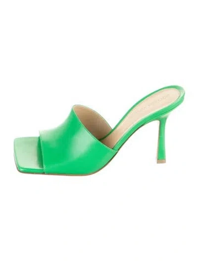 Pre-owned Bottega Veneta Leather Slides W/ Tags In Green