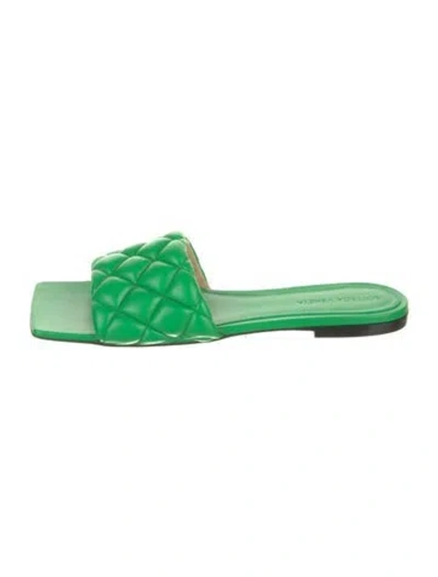 Pre-owned Bottega Veneta Leather Slides W/ Tags In Green