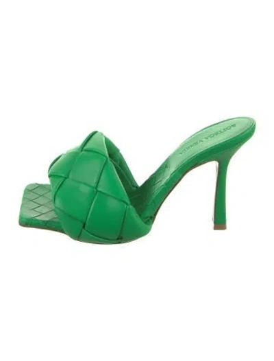 Pre-owned Bottega Veneta Leather Slides W/ Tags In Green