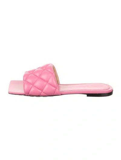 Pre-owned Bottega Veneta Leather Slides W/ Tags In Pink