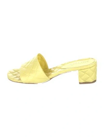 Pre-owned Bottega Veneta Leather Slides In Yellow