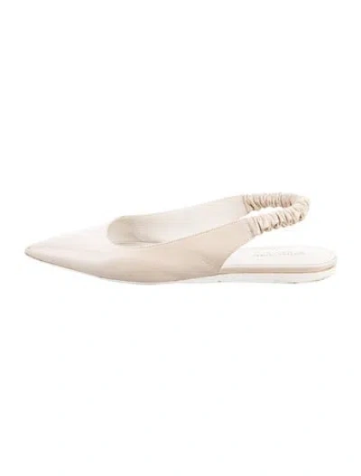 Pre-owned Bottega Veneta Leather Slingback Flats In Neutral
