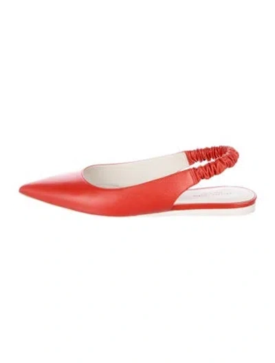 Pre-owned Bottega Veneta Leather Slingback Flats In Orange
