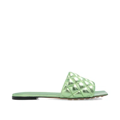 Bottega Veneta Leather Slippers In Green