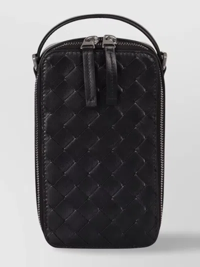 Bottega Veneta Leather Smartphone Case Intrecciato Motif In Black
