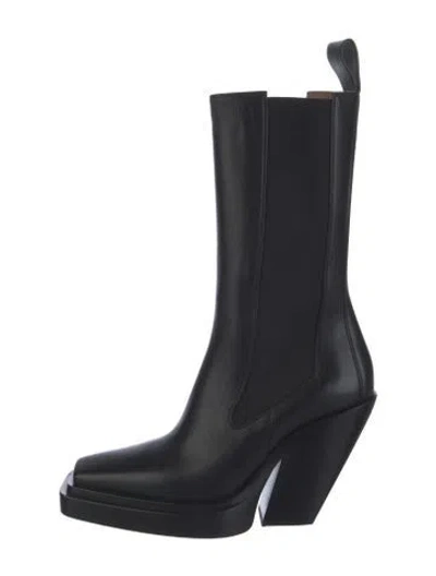 Pre-owned Bottega Veneta Leather Sock Boots In Black