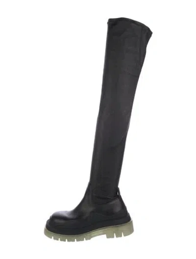 Pre-owned Bottega Veneta Leather Sock Boots In Black