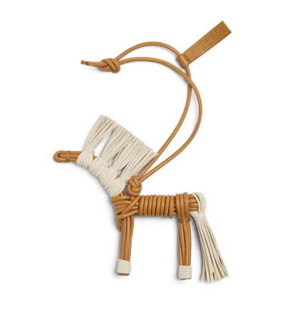 Bottega Veneta Leather Straw Horse Charm In Neutral