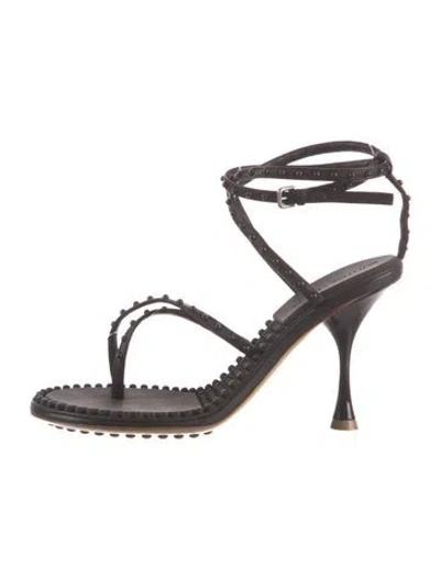 Pre-owned Bottega Veneta Leather Studded Accents Gladiator Sandals W/ Tags In Brown