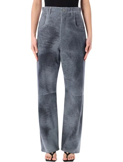 Bottega Veneta Leather Suede Pant In Blue