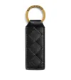 Bottega Veneta Leather Tab Keyring In Black