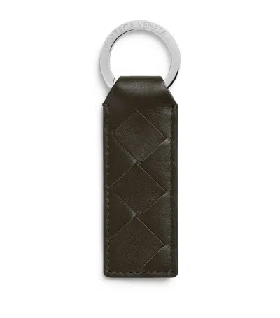 Bottega Veneta Leather Tab Keyring In Green