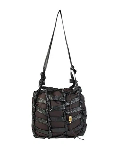 Bottega Veneta Leather Tape Shoulder Bag Woman Shoulder Bag Black Size - Leather, Nylon