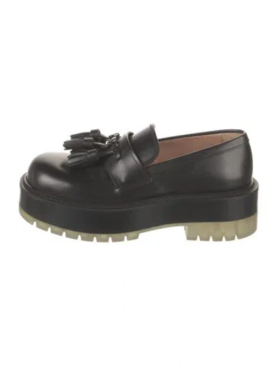 Pre-owned Bottega Veneta Leather Tassel Accents Loafers In Black