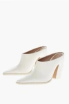 Bottega Veneta Leather Tex Mules With Covered Heel 10cm In White